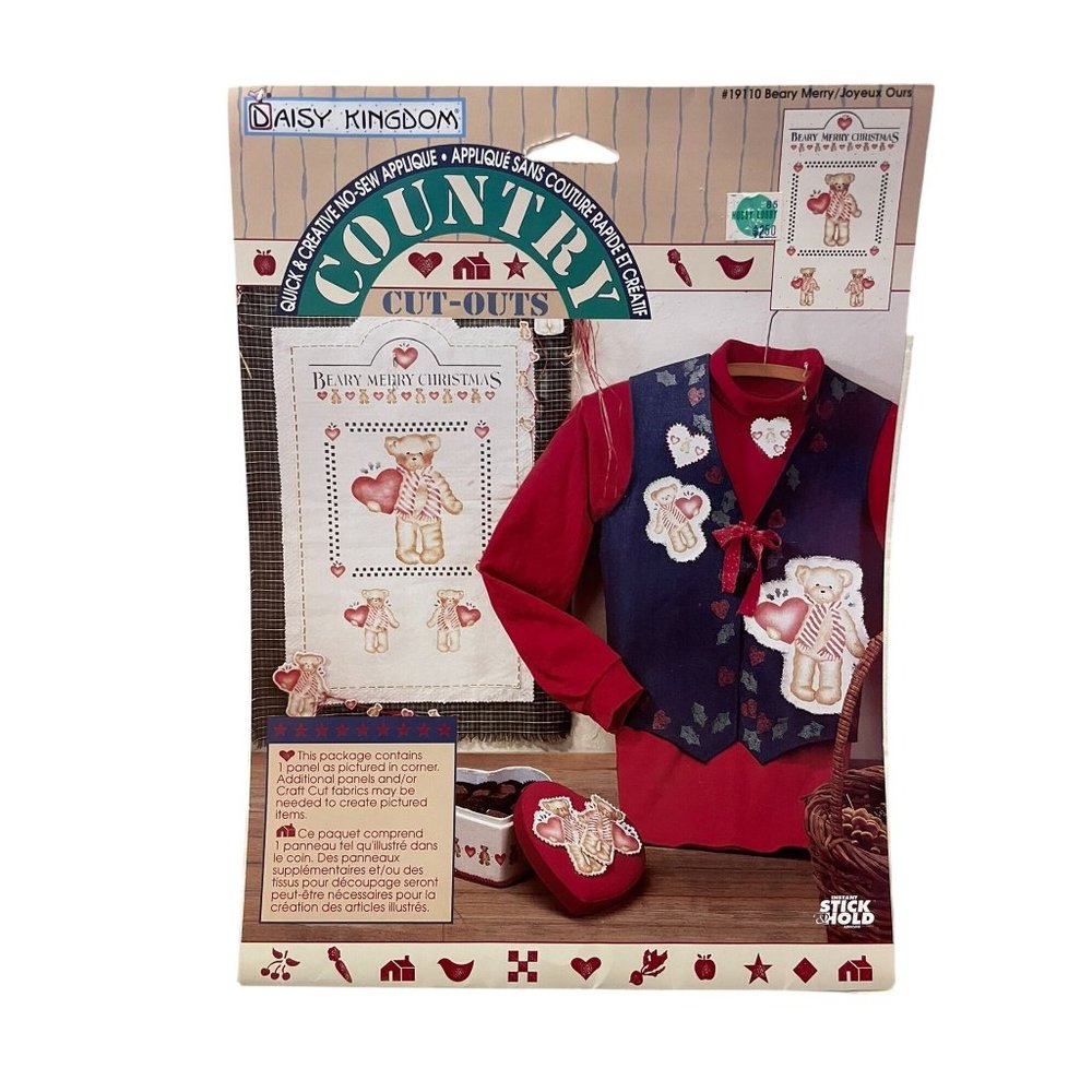 Vintage 1995 Daisy Kingdom No-Sew Fabric Applique Country Cut-Outs Beary Merry 1